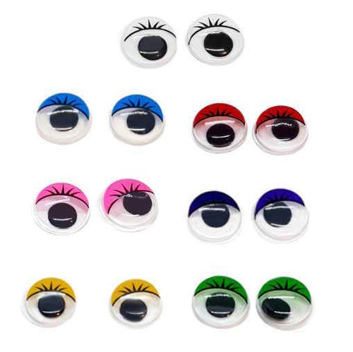 Wackelaugen bunte wimpern - 14,