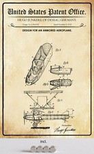 Blechschild 20x30 US Patent Flugzeug einmotorig gepanzert Militär historisch  Wa