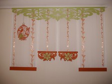 Moderne Gardinen-Set mit Querbehang /  6 Teile ,Flächenvorhänge,Schiebevorhang