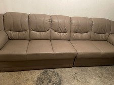 Große Beige Ledercouch 3-4