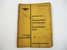 Hanomag SS20 RL20 Diesel Bauernschlepper Zugwagen Ersatzteilliste 1940