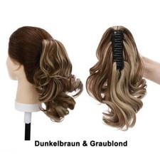 Klammer on Haarteil Zopf Pferdeschwanz Haarverlängerung Echt Braun Mis Extension