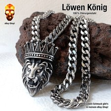 Löwe König Anhänger Halskette Edelstahl Sternzeichen 1860 Löwenkopf Herren 1