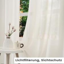 Gardine Halbtransparent Vorhang mit Ösen/Kräuselband Fenstergardine Leinenoptik