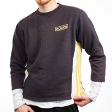 Adidas Vintage Adibreak Pullover Bleached Out 3/4 Retro Firebird Braun Gold