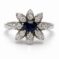 14K Weißgold Ring Saphir