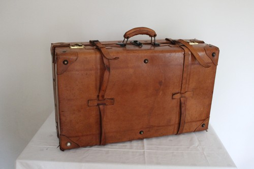 Vintage leder reisekoffer - vintage,