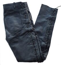 Herren Lederhose Lederjeans geschnürt, schwarz, Gr. 54 Indian Eagle Motorradhose