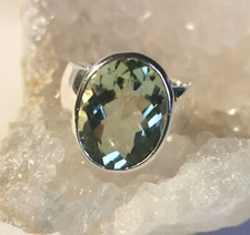 Ring Prasiolith, grüner Amethyst, 925er Silber, Gr. 17,2 -