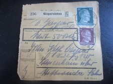 #348 Paketkarte aus GISPERSLEBEN nach Lauenhain über Mittweida