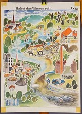 Poster Lehrtafel Plakat Wandkarte Haltet das Wasser rein kein Leben ohne Wasser