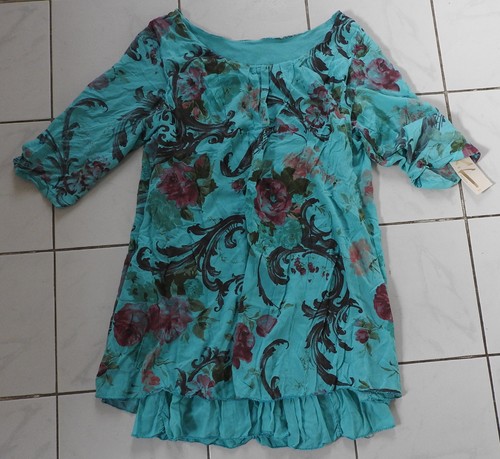 Tunika türkis blumen xl - tunika, l