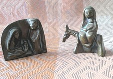 Bronze Krippenfiguren Heilige Familie Jesuskind Esel  2 Stück