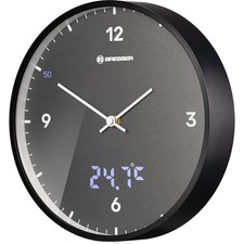MyTime Wanduhr mit Funk ohne Tickgeräusche mit 24 cm großem Ziffernblatt, LED...