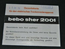 DDR Garantie Urkunde Rasierer