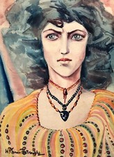 Frauenporträt, Aquarell