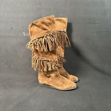 Wildleder fransenstiefel braun - wildleder,