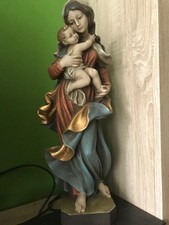 Madonna mit Kind Holz Figur Holzschnitzerei Oberammergau 51 cm