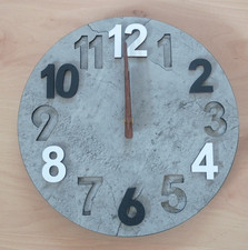 Wanduhr, 3D Zahlen, Stein- Holzoptik, 30cm