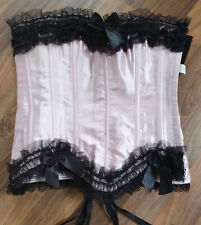 Corsage M 38 rosa Satin schwarze Spitze Schleifen burlesque wunderschön