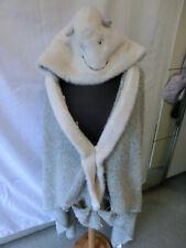 MERADISO Kuschel-Fleecedecke Kuscheldecke mit Kapuze Gesicht Ohren grau