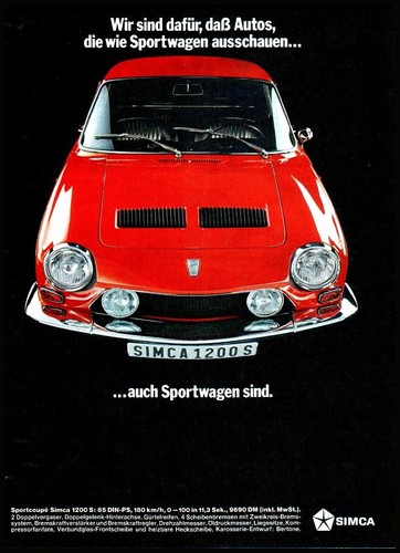 Simca 1200 coupe originale - 1200, s