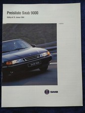 SAAB 9000 CS CSE Eco Power Turbo Aero CDE Griffin Preisliste 15.01.1994