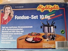 10-tlg. EDELSTAHL FONDUE SET - inkl. 6 Fonduegabeln und Pastenbrenner