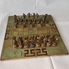 Schachspiel Messing/Kupfer, griechische Mythologie, FORMA, Handmade in Greece