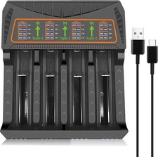 4 Slot LCD Akku Ladegerät USB