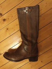 Italienische Schaftstiefel braun, gebraucht, Echt Leder Gr. 38