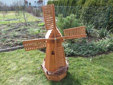 Windmühle für den Garten Gartenwindmühle aus Holz Achteck  148 cm hoch