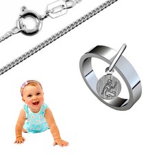 Taufring" GOTT SCHÜTZE DICH" mit pers. Sternzeichen-Silber925-Inkl. Kette-Gravur