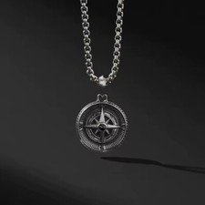 Halskette mit Kompass Anhänger Silber Herren Schmuck Geschenk Kette