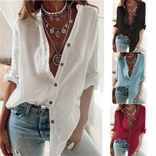 Damen T-Shirt V-Neck Lange