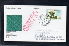 ANDORRA SPAIN TO LUFTHANSA FFC ERSTFLUG FRANKFURT - NUREMBERG 1977