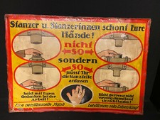 Stanzer schont eure Hände! 52 x 74 cm Museales Blechschild Arbeitsschutz D 1920