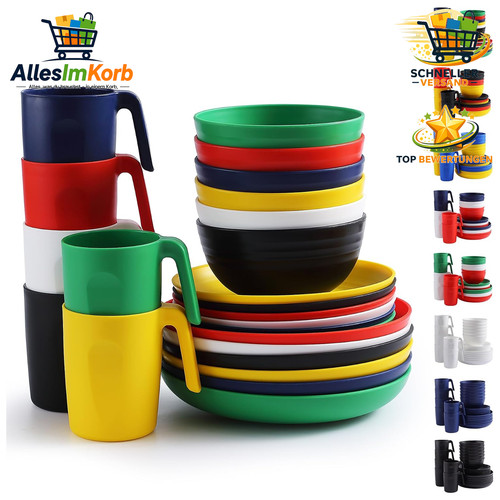 Plastikgeschirr set teilig - plastikgeschirr-set, 24-teilig