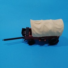 Timpo Toys Wild West seltener rotbrauer Planwagen Wagon Horses  schwarze Fässer 