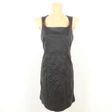 FRIENDTEX Kleid Dress Lederoptik Stretch Schwarz Gr. M 38