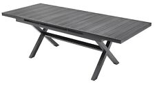 Aluminium-Gartentisch, Ausziehbar, KOMPOSIT-TISCH, Holzimitation 180/240 SCHWARZ