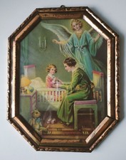 Schutzengelbild. im Metallrahmen 20 cm x 16 cm, gebraucht, sehr selten  und alt