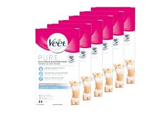 Veet PURE Kaltwachsstreifen – Bikinizone & Achseln (96 Stück (6x 16 Stück))