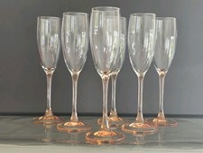 6 x  Sektgläser Champagner Luminarc France Rosa Fuß Stiel Vintage 22 cm Top Nr.1