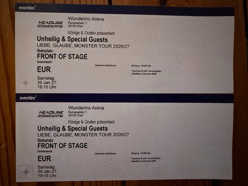 Unheilig fos tickets - 2x,