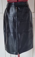 Lederrock Lammnappa Zwei- Wege-Zipper Schwarz Gr. 34 Madeleine Mode