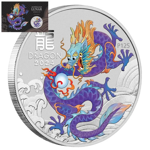 Silbermünze purple dragon - purple,