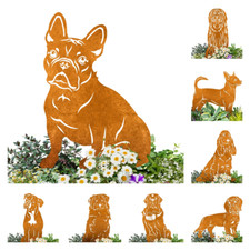 Edelrost Gartenstecker Hund, Gartendeko aus Rost-Metall, Rasse 