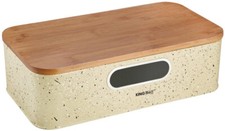Brotkiste , Keksbehälter, mit klein Fenster aus Holz und Edelstahl KH-1082 Cream