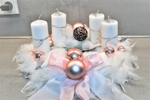 Adventskranz weiß rosa cm - weiß,